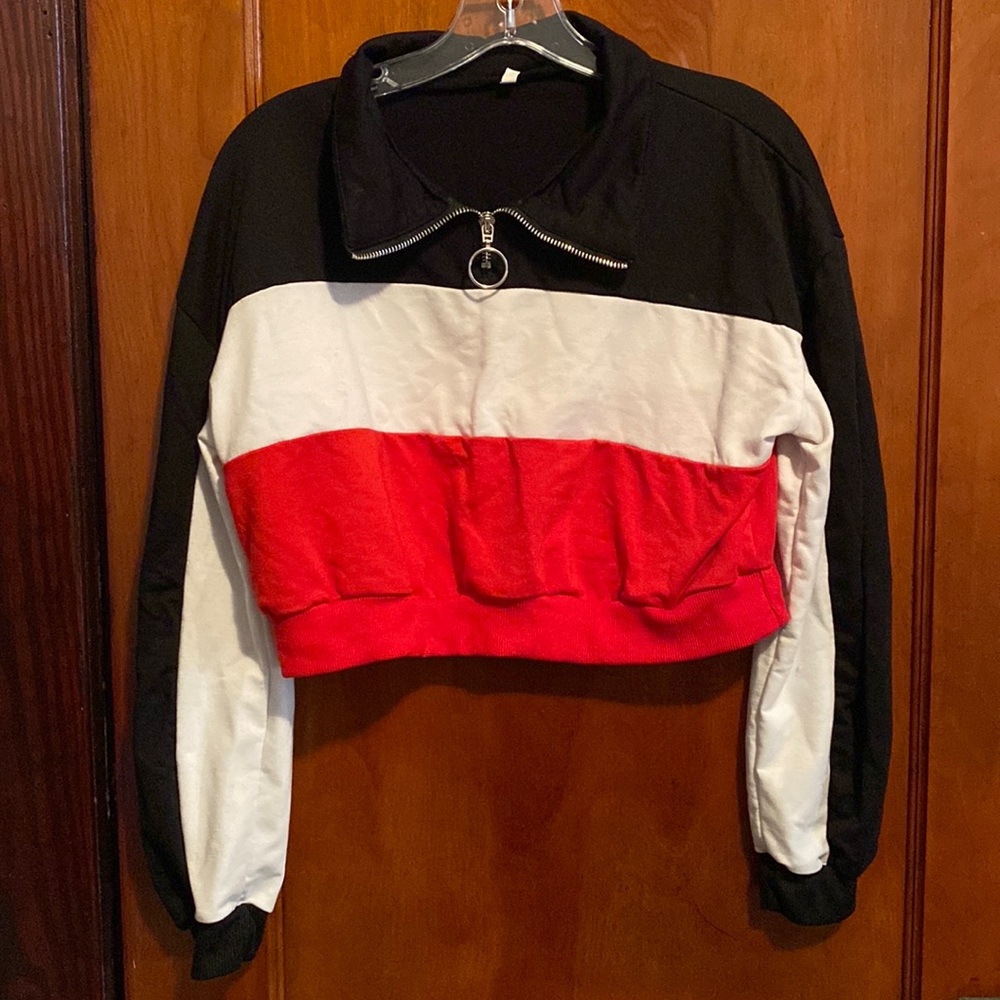 Striped Cropped Quarter-zip!